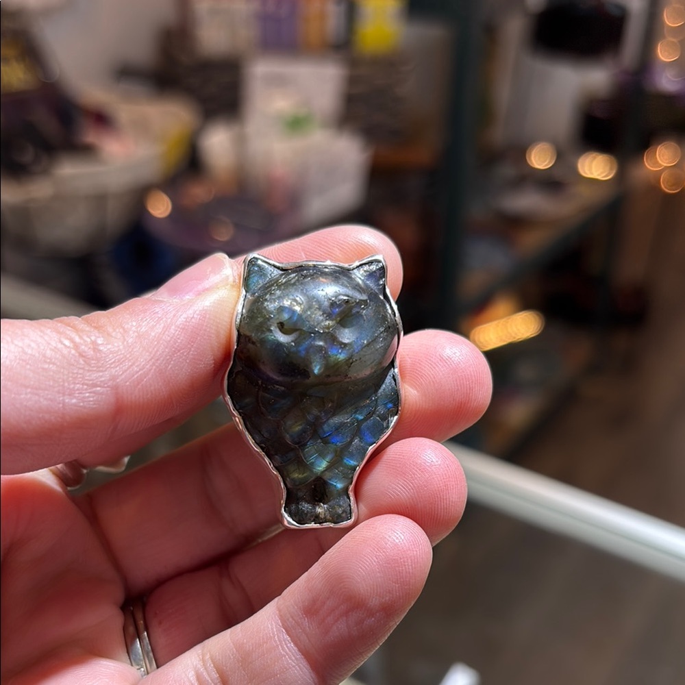 Charles Albert Silver and Blue Owl Ring